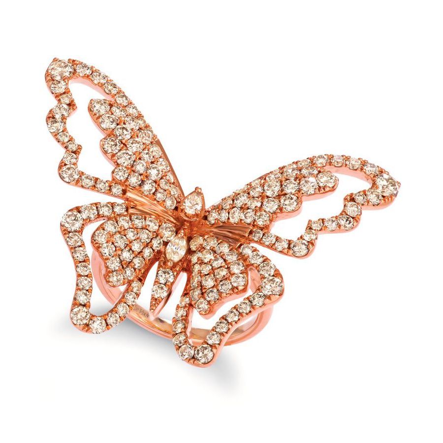 Shop Le Vian Ladies Butterfly Away Rings Set In 14k Strawberry Gold In Rose Gold-tone