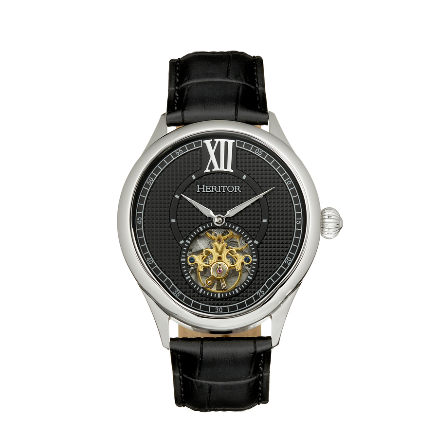 Heritor Hayward Automatic Black Dial Mens Watch Herhr9402 In Black,silver Tone