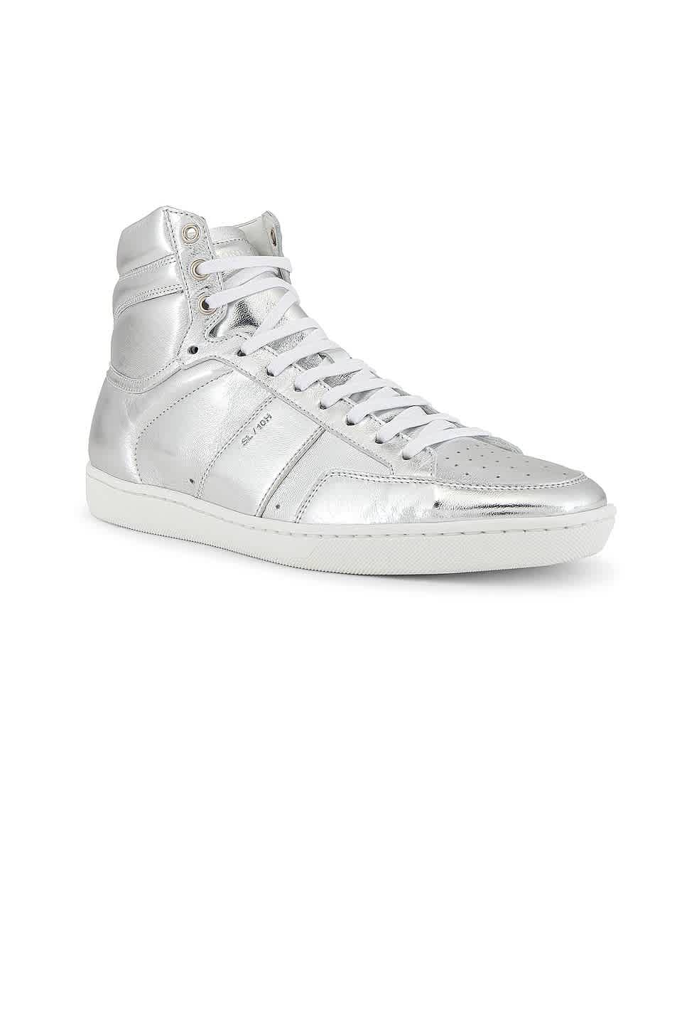 Saint Laurent Sl/10h Signature Court Classic High Top Sneaker In Grey,silver Tone