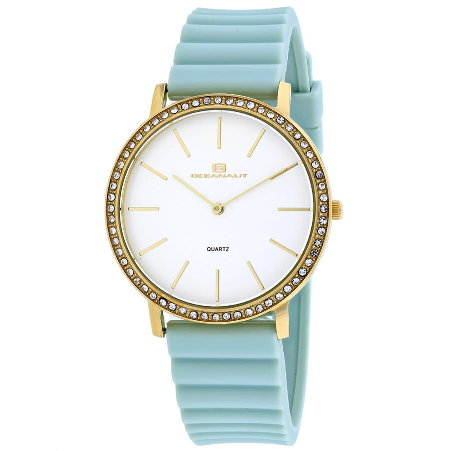 Oceanaut Ripple Quartz White Dial Ladies Watch Oc0267 In Blue / Gold Tone / White / Yellow