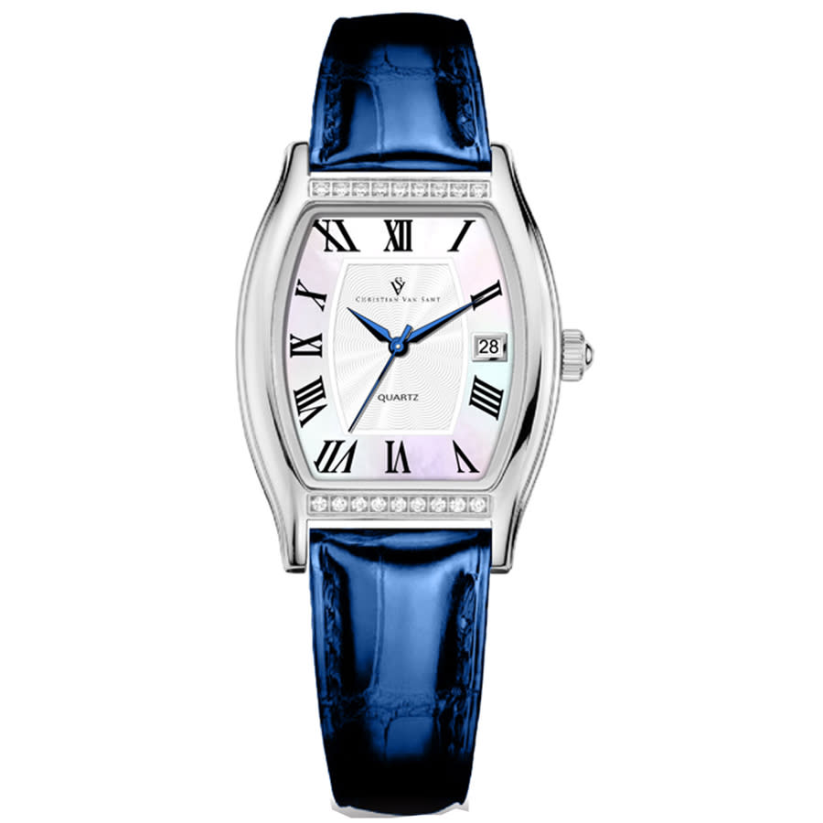 Christian Van Sant Gemma Quartz White Dial Ladies Watch Cv2442 In Blue / White