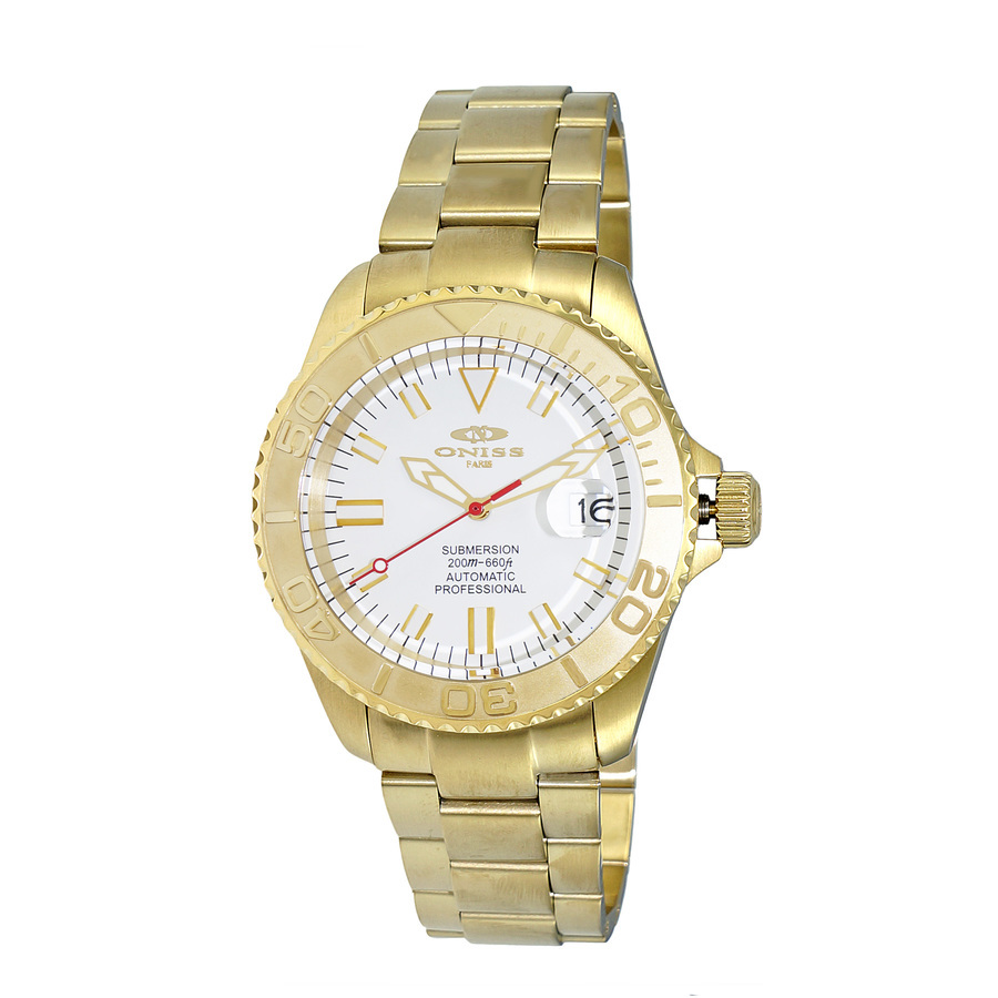 Oniss Automatic White Dial Mens Watch On5515-44-gwt In Gold Tone / White