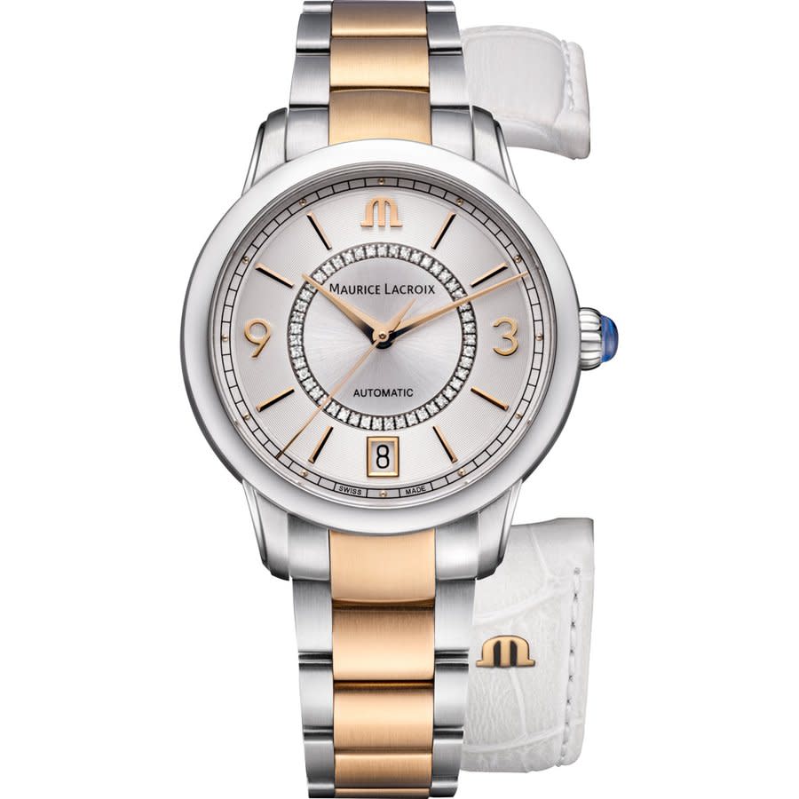 Maurice Lacroix Pontos Automatic Ladies Watch Pt6006-pvp0e-120-f In Two Tone  / Gold Tone / Mop / Mother Of Pearl / Rose / Rose Gold Tone