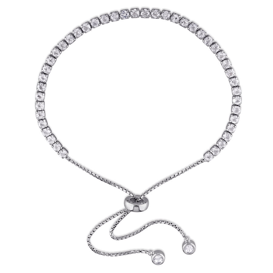 Amour 3 3/4 Ct Tgw White Topaz Tassel Bolo Bracelet In Sterling Silver In White