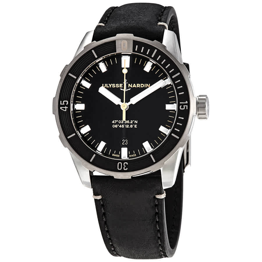 Ulysse Nardin Diver Automatic Black Dial Mens Watch 8163-175/92 In Black,silver Tone