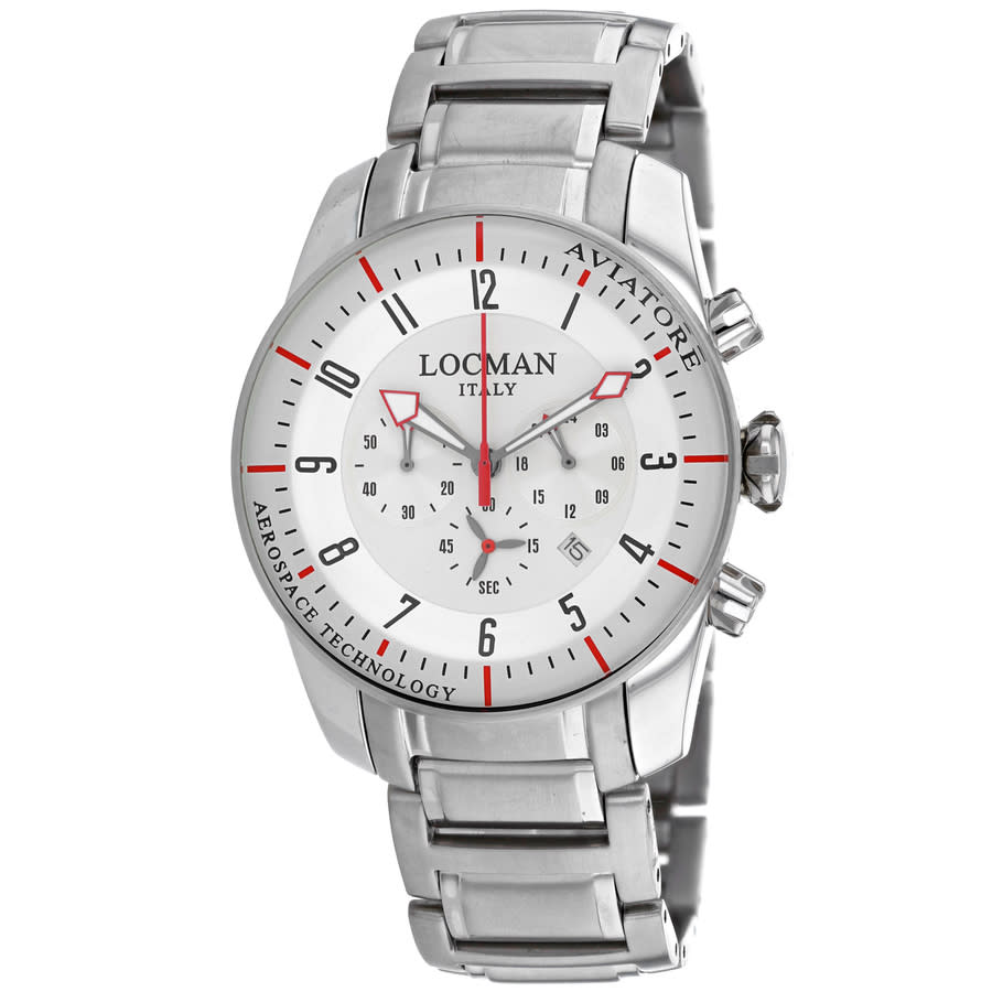 LOCMAN LOCMAN AVIATORE CHRONOGRAPH QUARTZ WHITE DIAL MEN'S WATCH 450NBWH