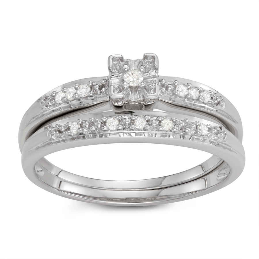 Hetal Diamonds 1/10 Cttw Bridal Or Promise Ring In Sterling Silver ... In Silver Tone,white