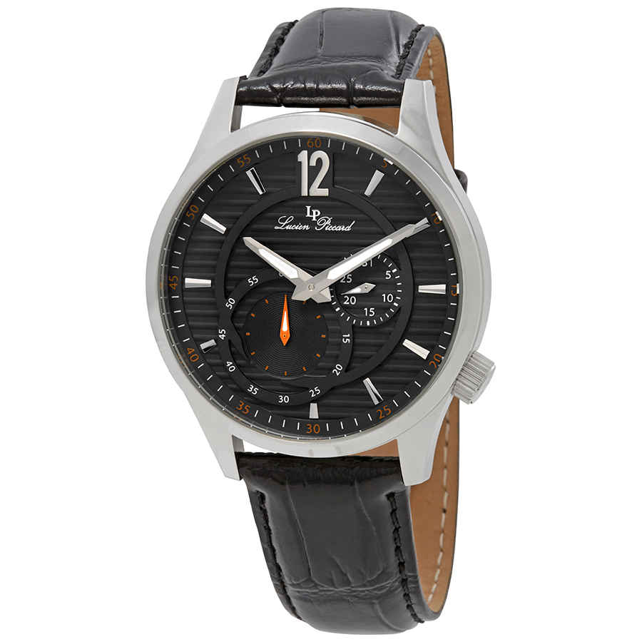 Lucien Piccard Burano Mens Dress Watch Lp-40022-014 In Black,gunmetal,orange