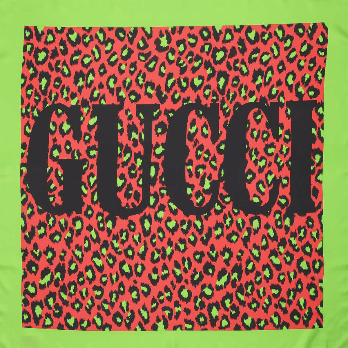 Gucci Ladies Leopard Pattern Silk Scarf In Beige,black,green,yellow