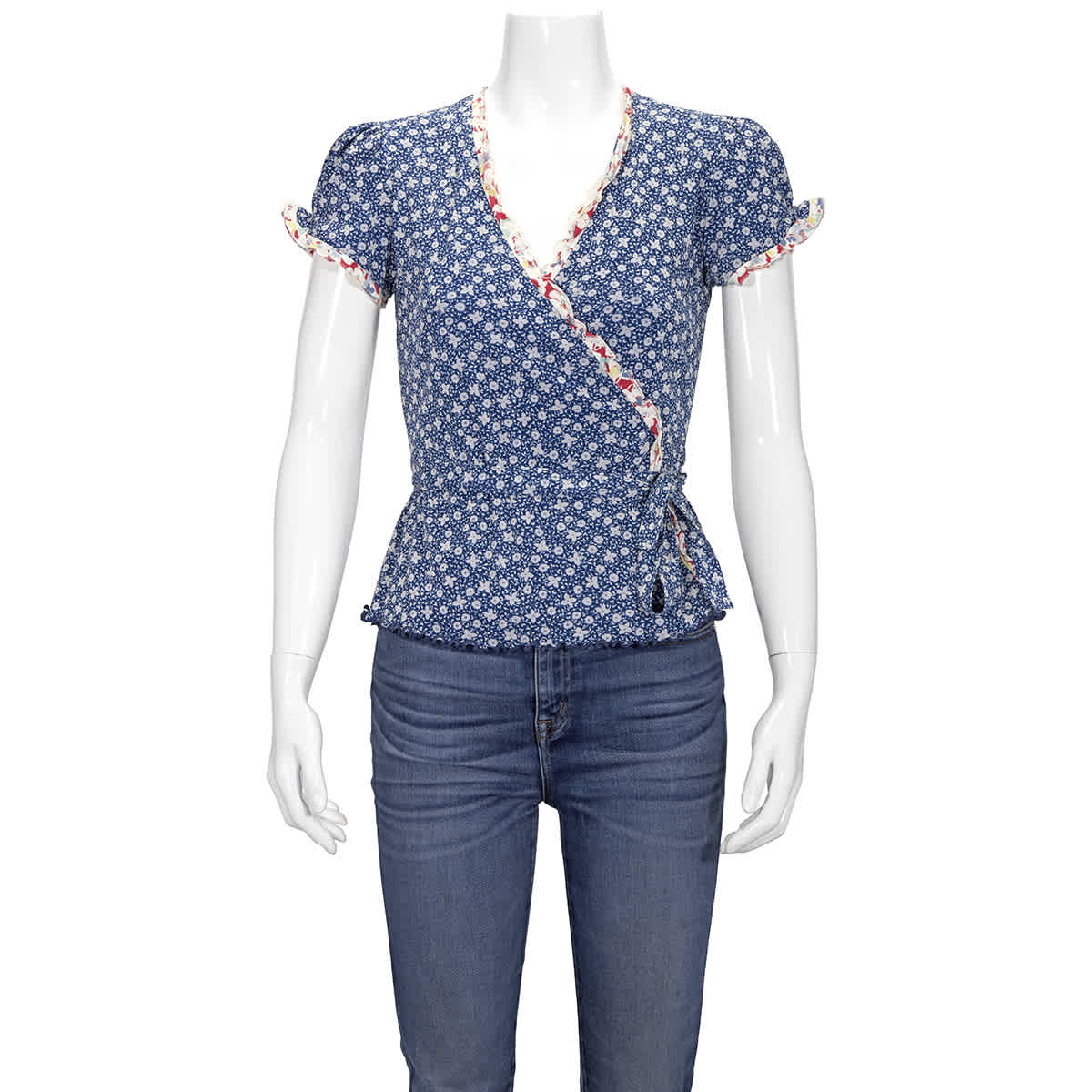 Polo Ralph Lauren Ladies Blue Floral Wrap Blouse