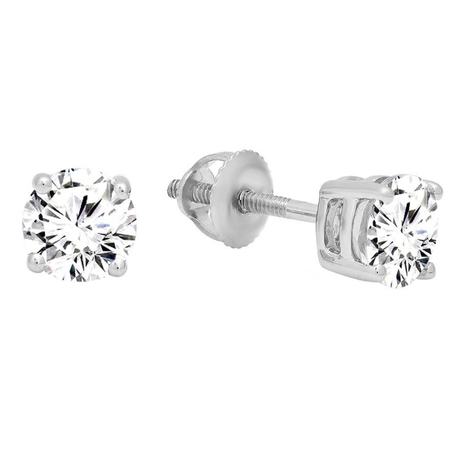 Dazzling Rock Dazzlingrock Collection Igi Certified 0.50 Carat (ctw) 14k Round Diamond Ladies Solitaire Stud Earri In Gold Tone,silver Tone,white