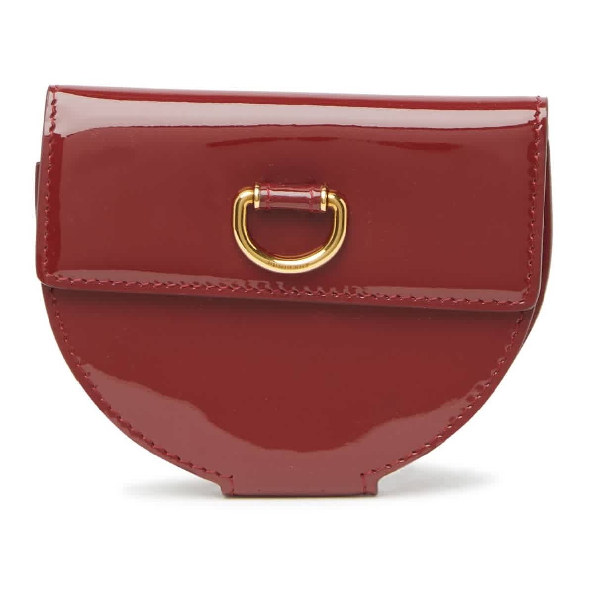 BURBERRY CRIMSON SANDCROFT PATENT LEATHER D-RING WALLET