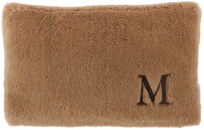 Max Mara Monogrammed Teddy Cushion In Brown