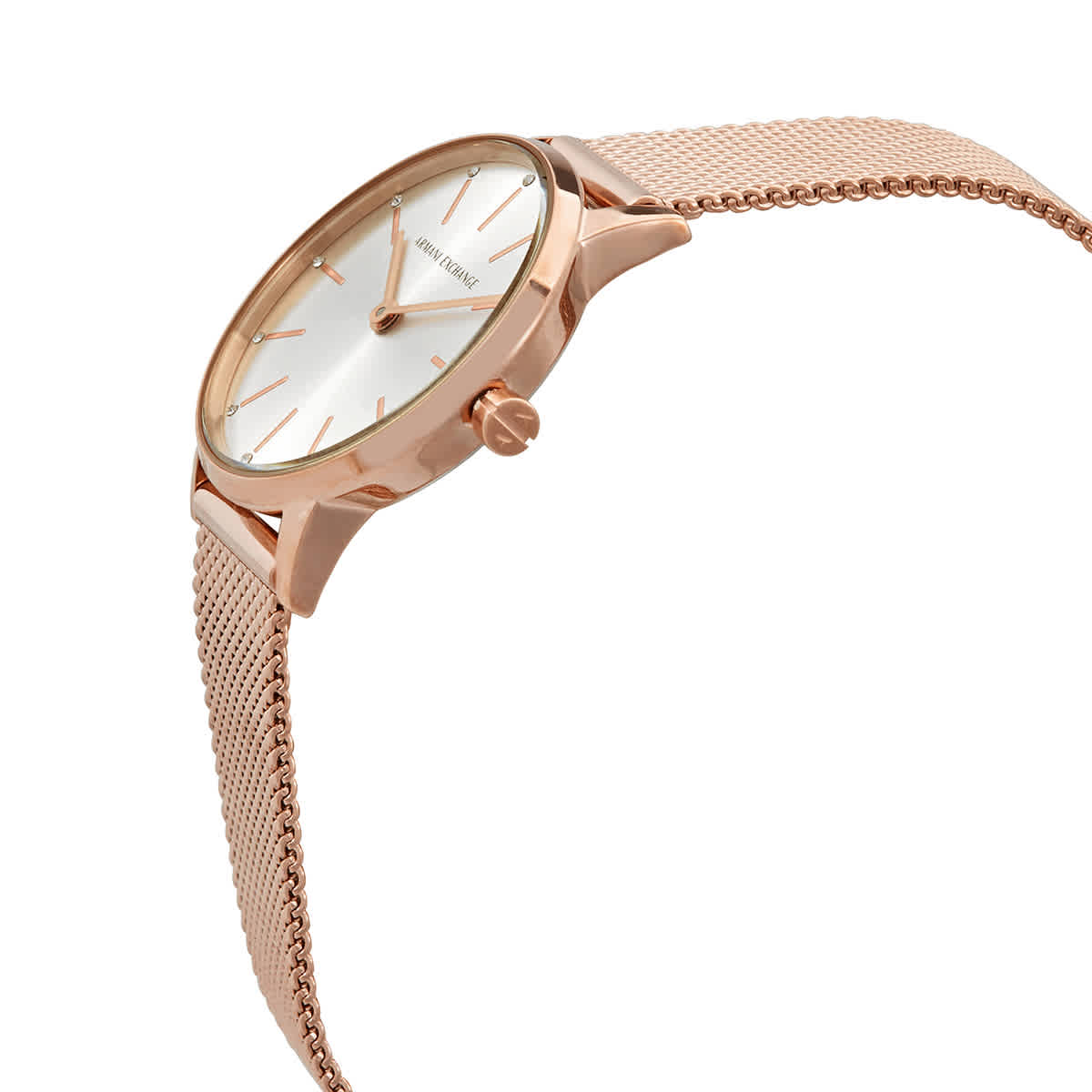 Shop Armani Exchange Lola Quartz Silver Dial Ladies Watch Ax7121 In Gold Tone / Rose / Rose Gold Tone / Silver