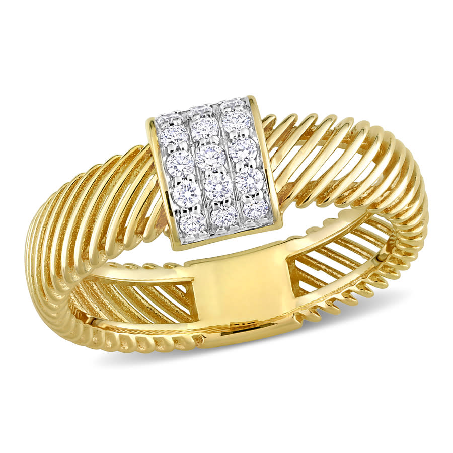 Amour 1/6ct Tdw Diamond Rectangular Grid Ring In 14k Yellow Gold