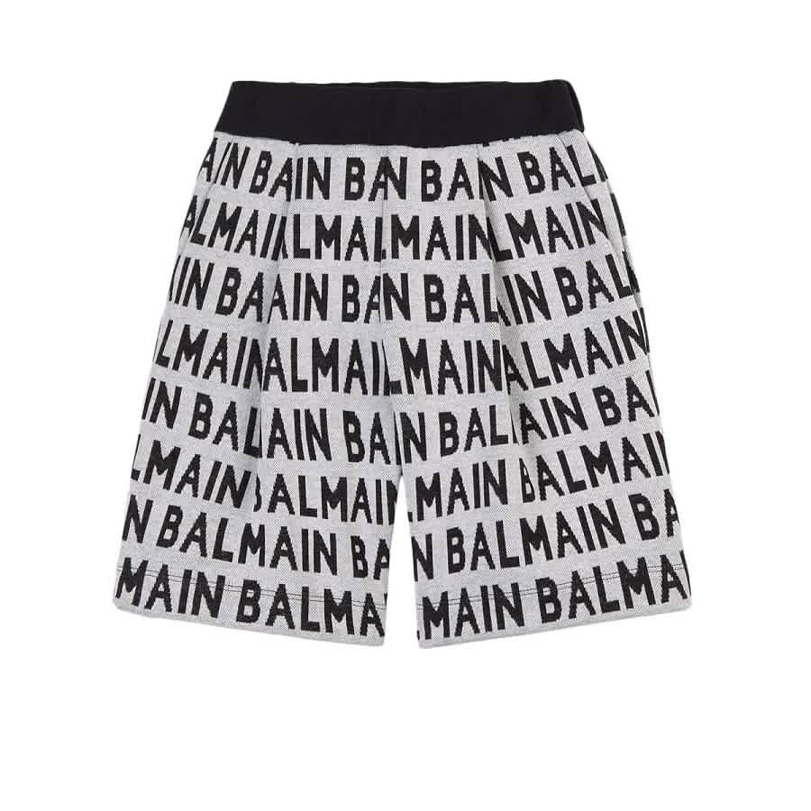 Balmain Kids Cotton graphic-print Shorts - Black