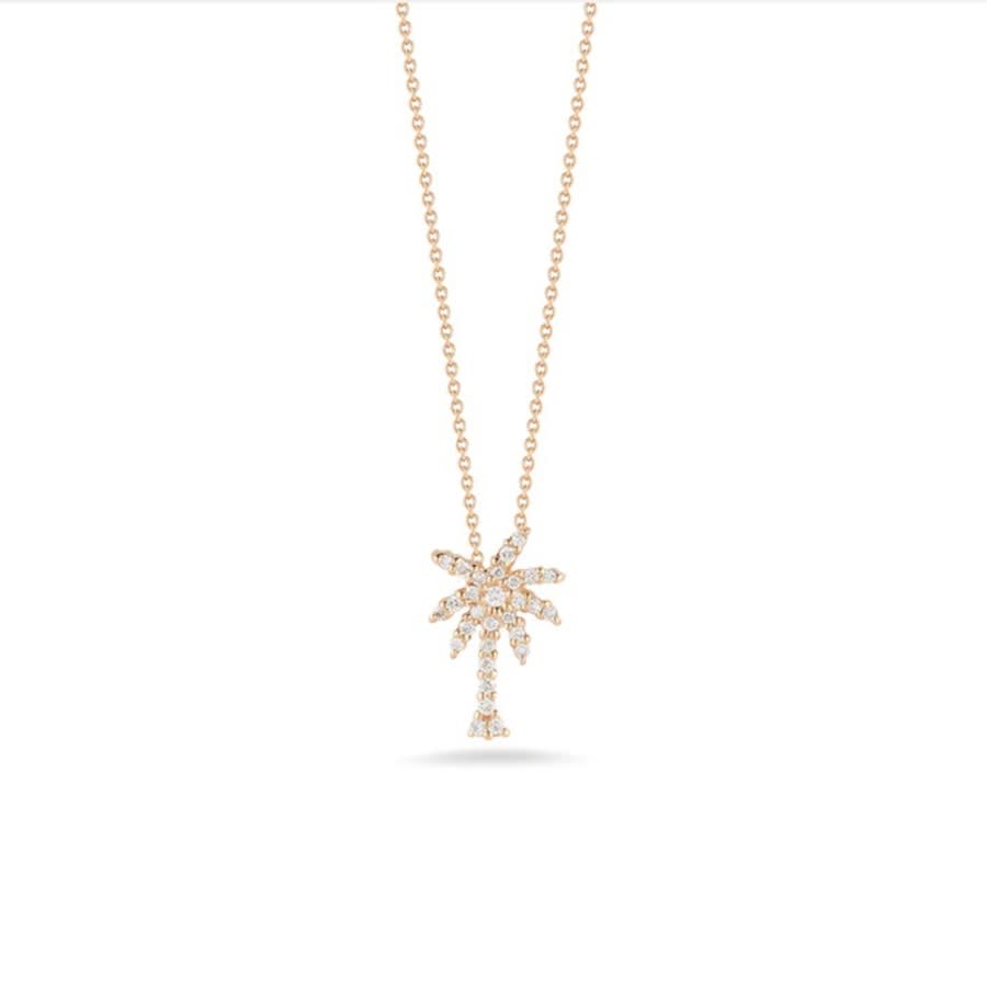 Roberto Coin 18k Rose Gold 0.16ct Diamond Small Palm Tree Pendant Necklace - 001236axchx0 In Rose Gold-tone