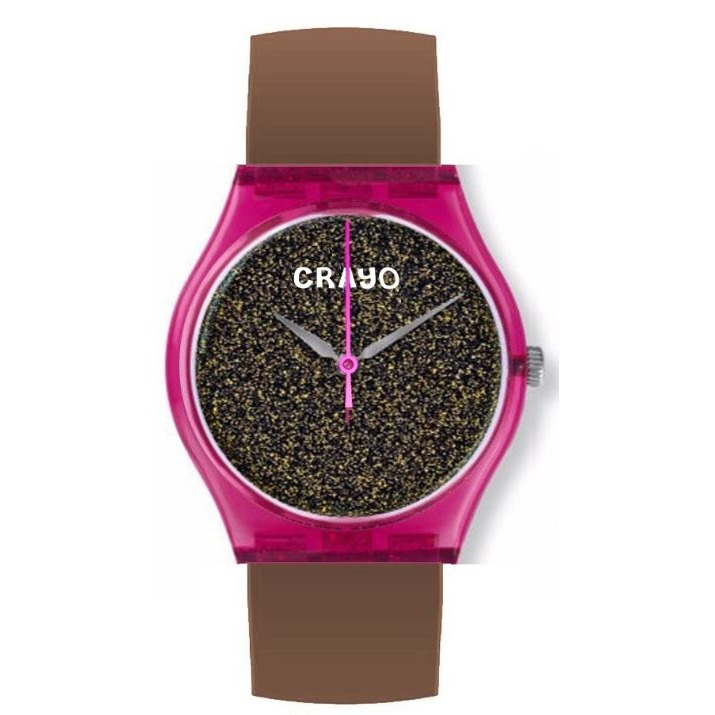 Crayo Glitter Watch Cracr4502 In Brown / Charcoal / Pink