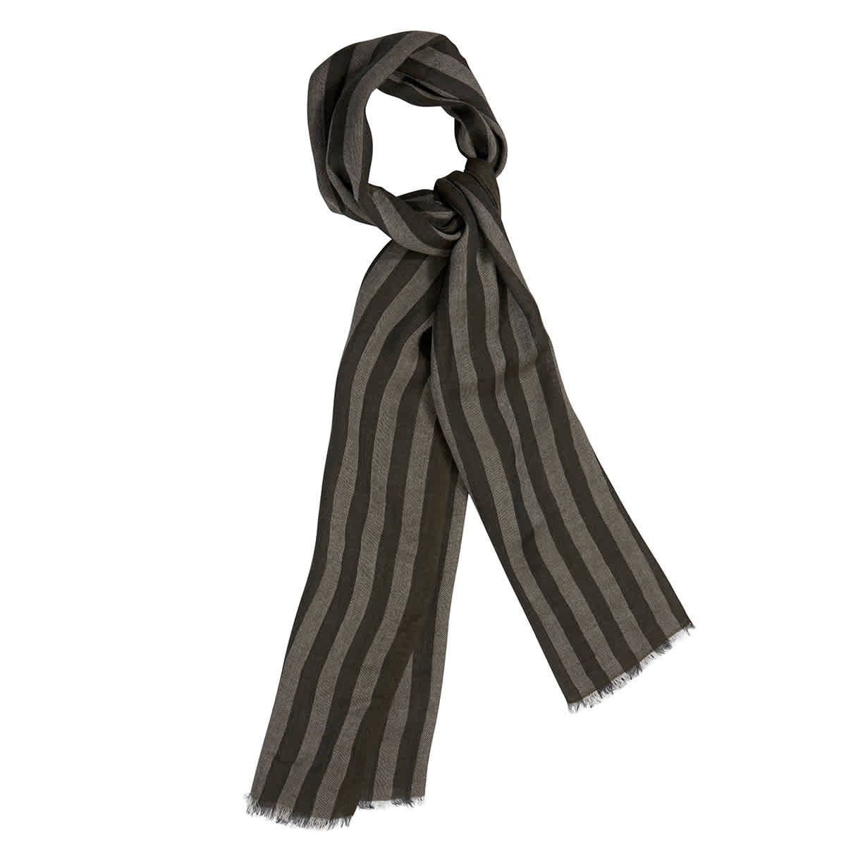 Click to view more detailed imagery on our partner's website Ermenegildo Zegna Striped Fringed Scarf In N,a