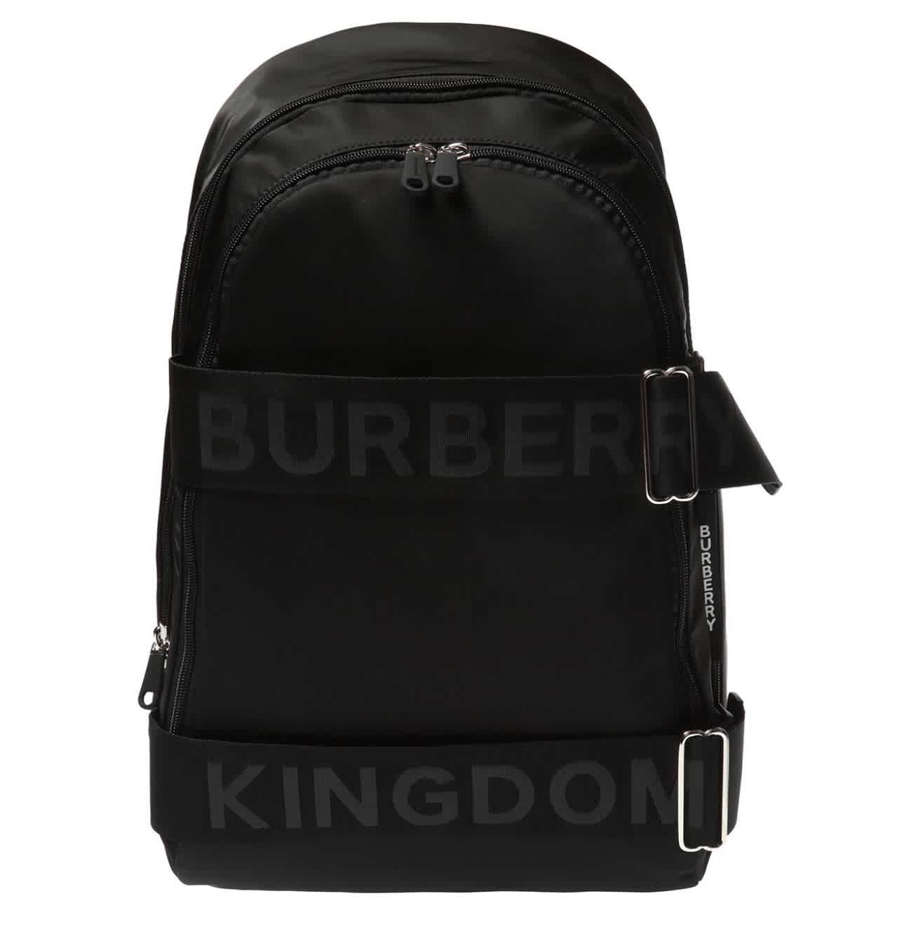 Burberry Logo Detail Black Nylon Backpack