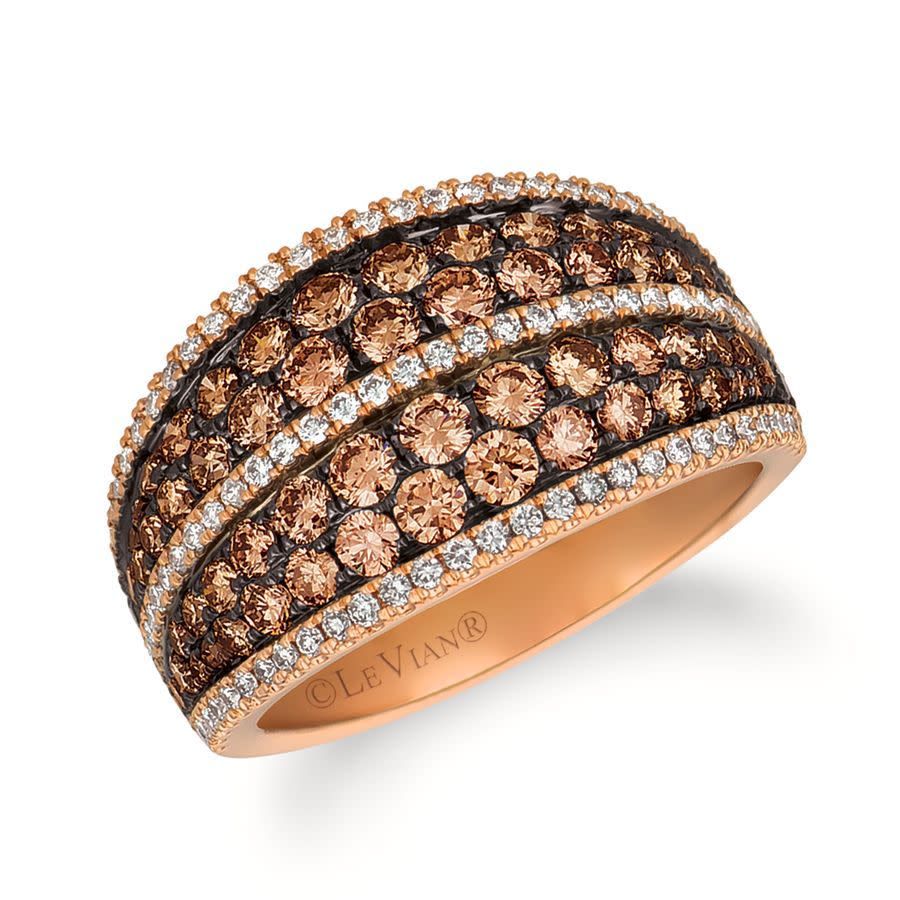 Le Vian Ladies Chocolate Diamonds Fashion Ring In 14k Strawberry Gold In Brown