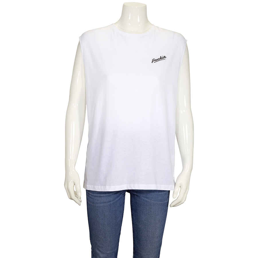Etre Cecile Ladies White Frenchie Star Tank Top In White