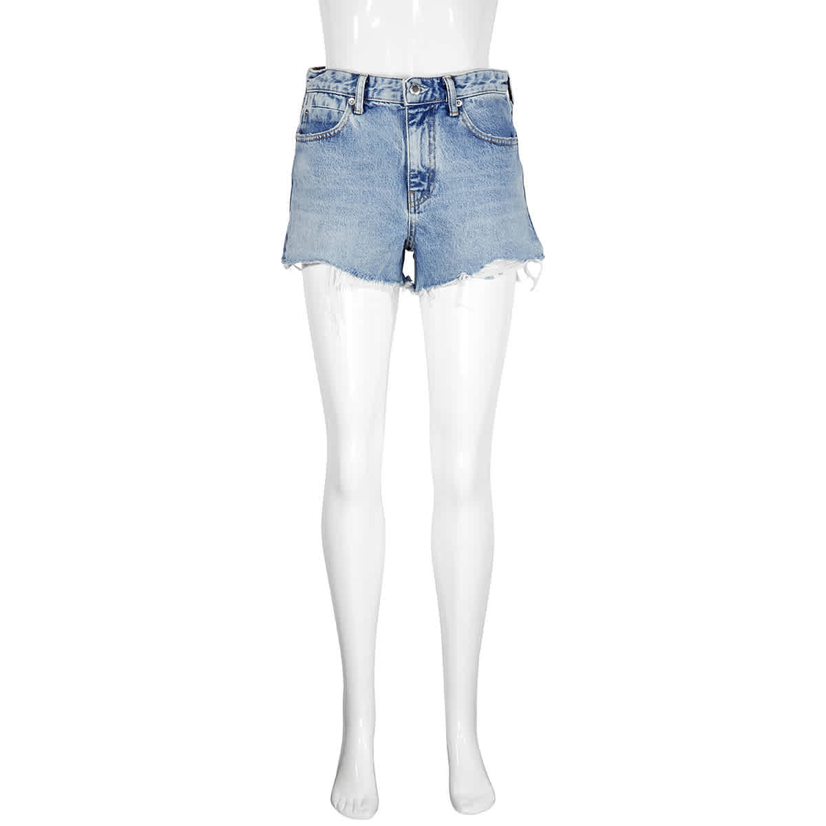 Alexander Wang T T By Alexanderwang Ladies Bite Zip Pebbled Bleach Wash Denim Shorts