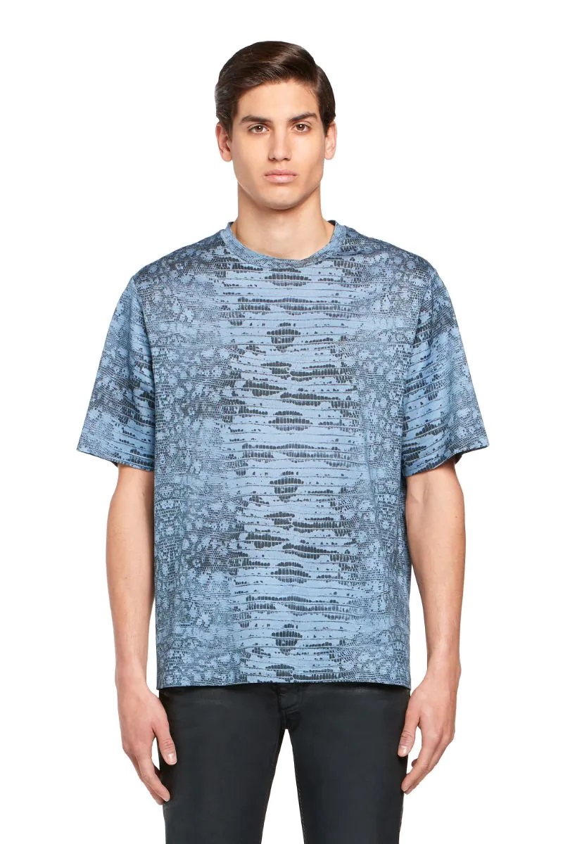 ROBERTO CAVALLI PRINT T SHIRT-BLUE.