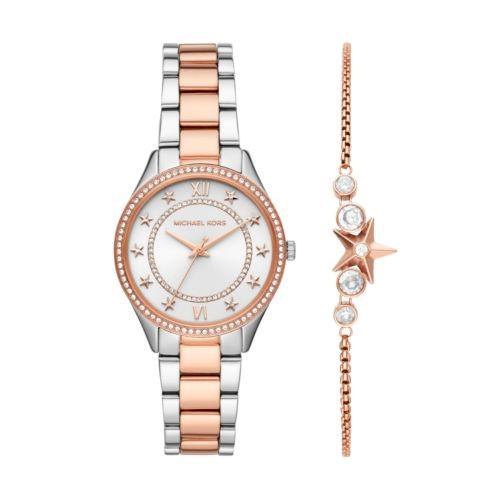 MICHAEL KORS LAURYN QUARTZ CRYSTAL LADIES WATCH AND BRACELET SET MK4489