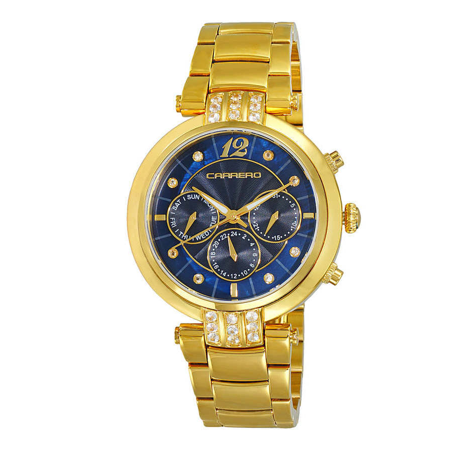 Torino Carrero Adelina Quartz Blue Dial Ladies Watch Cl1g03bu In Blue / Gold / Gold Tone / Mop / White / Yellow