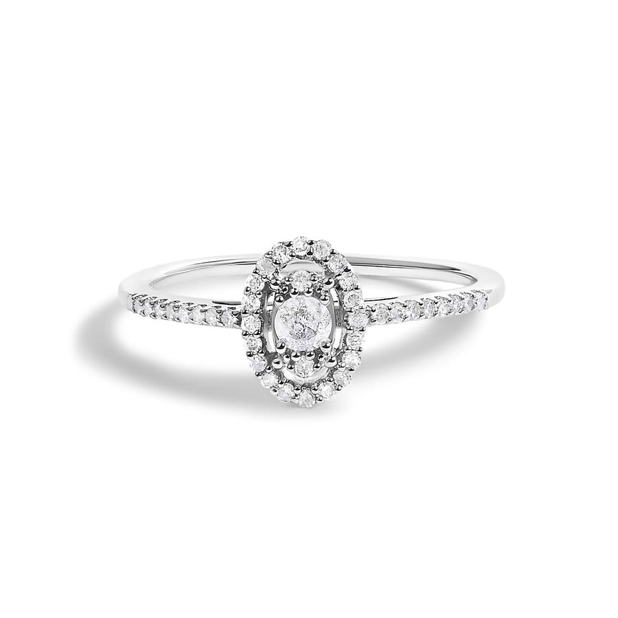 Haus of Brilliance 14K White Gold 1/5 Cttw Diamond Oval Shape With Halo Engagement Ring (H-I Color, I1-I2 Clarity)