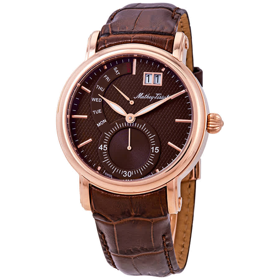 Mathey-tissot Retrograde Brown Dial Mens Watch H7021pm In Brown,gold Tone,pink,rose Gold Tone