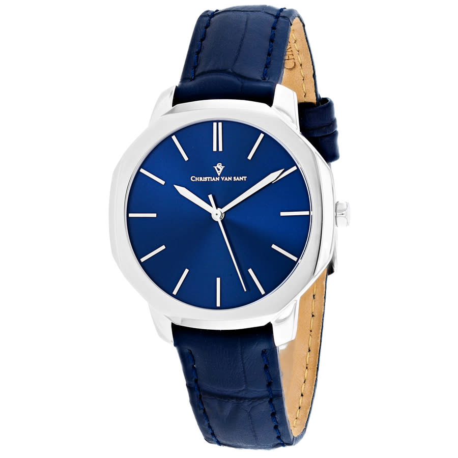 Shop Christian Van Sant Octave Slim Quartz Blue Dial Ladies Watch Cv0502