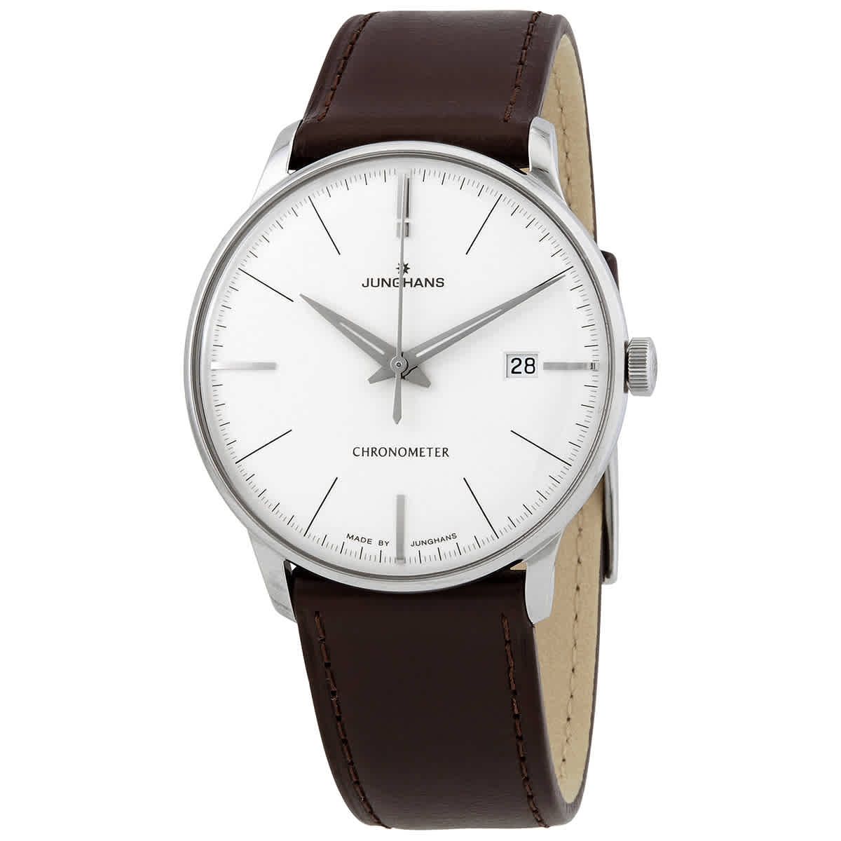 Junghans Meister Chronometer Automatic Silver Dial Mens Watch 027/4130.00 In Brown,silver Tone