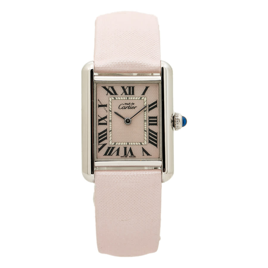 Cartier Tank Pink Dial Ladies Watch 2416 In Pink / Silver