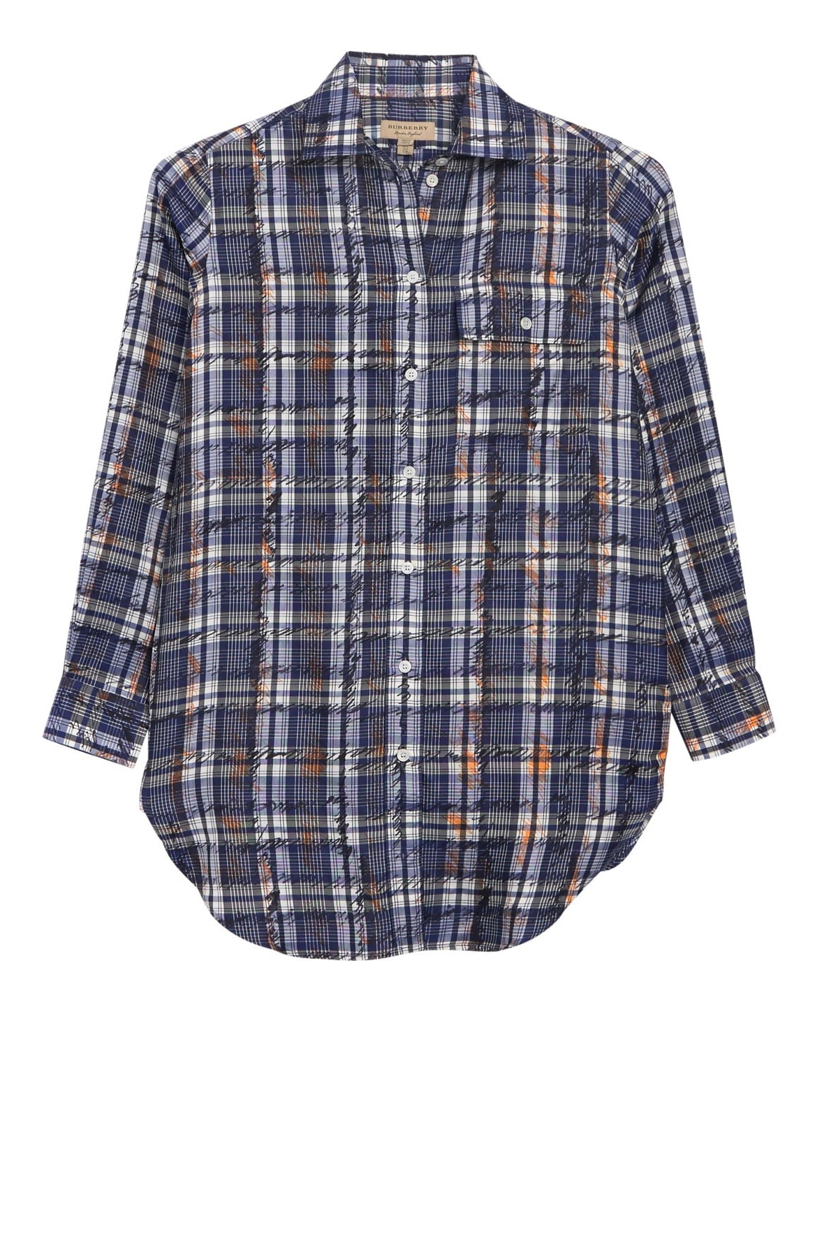 Burberry Chava Scribble Check Silk Shirt In Blue