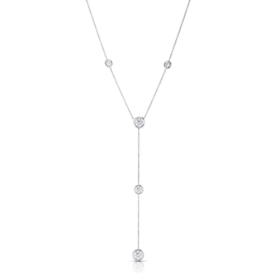 Roberto Coin Diamonds By The Inch 5 Bezel Set Diamond Y Necklace In White Gold In White