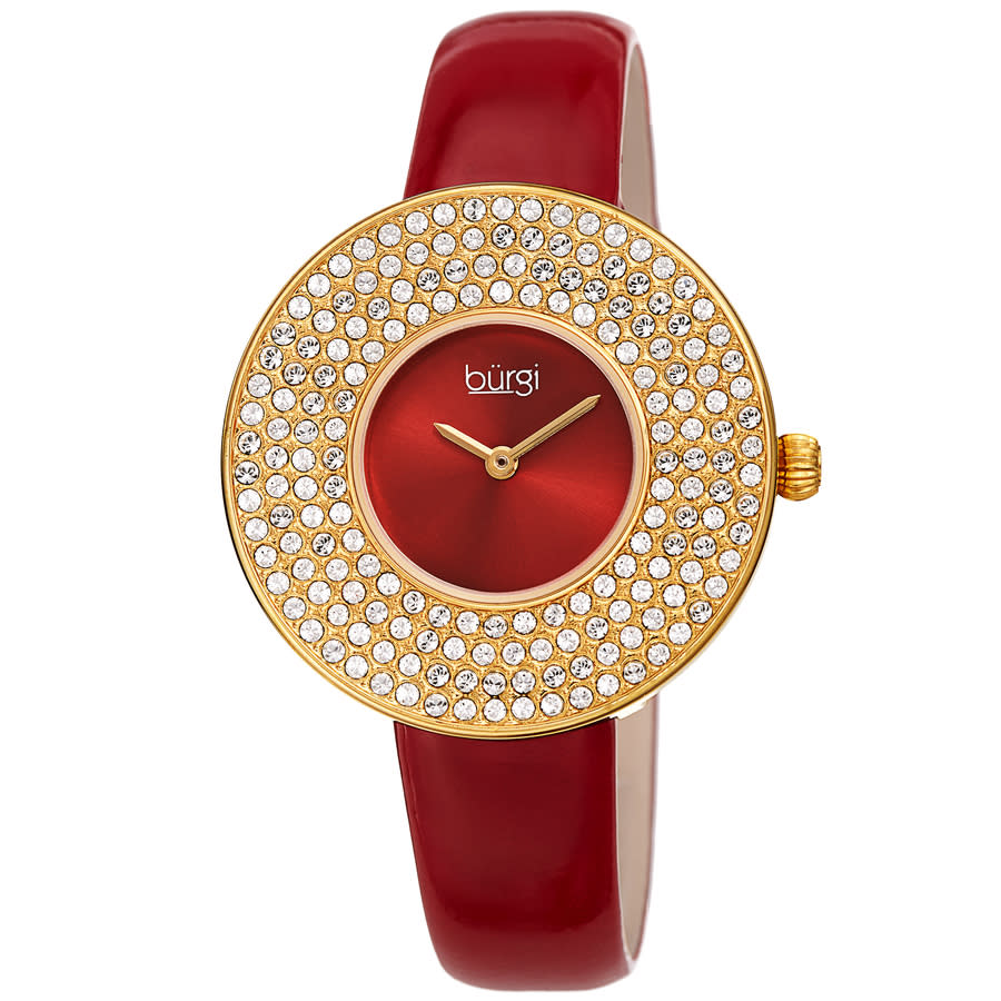 Burgi Quartz Red Dial Ladies Watch Bur272rd In Red   / Brass / Gold Tone