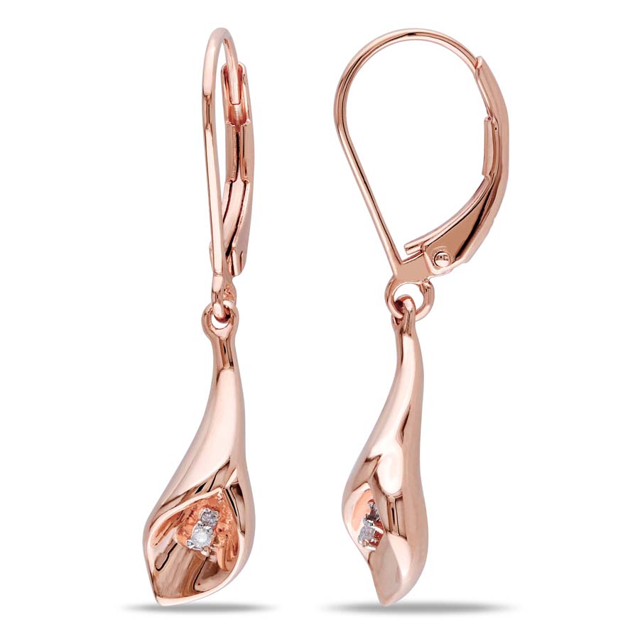 Amour 0.022 Ct Diamond Leverback Earrings Jms003181 In Pink / Silver