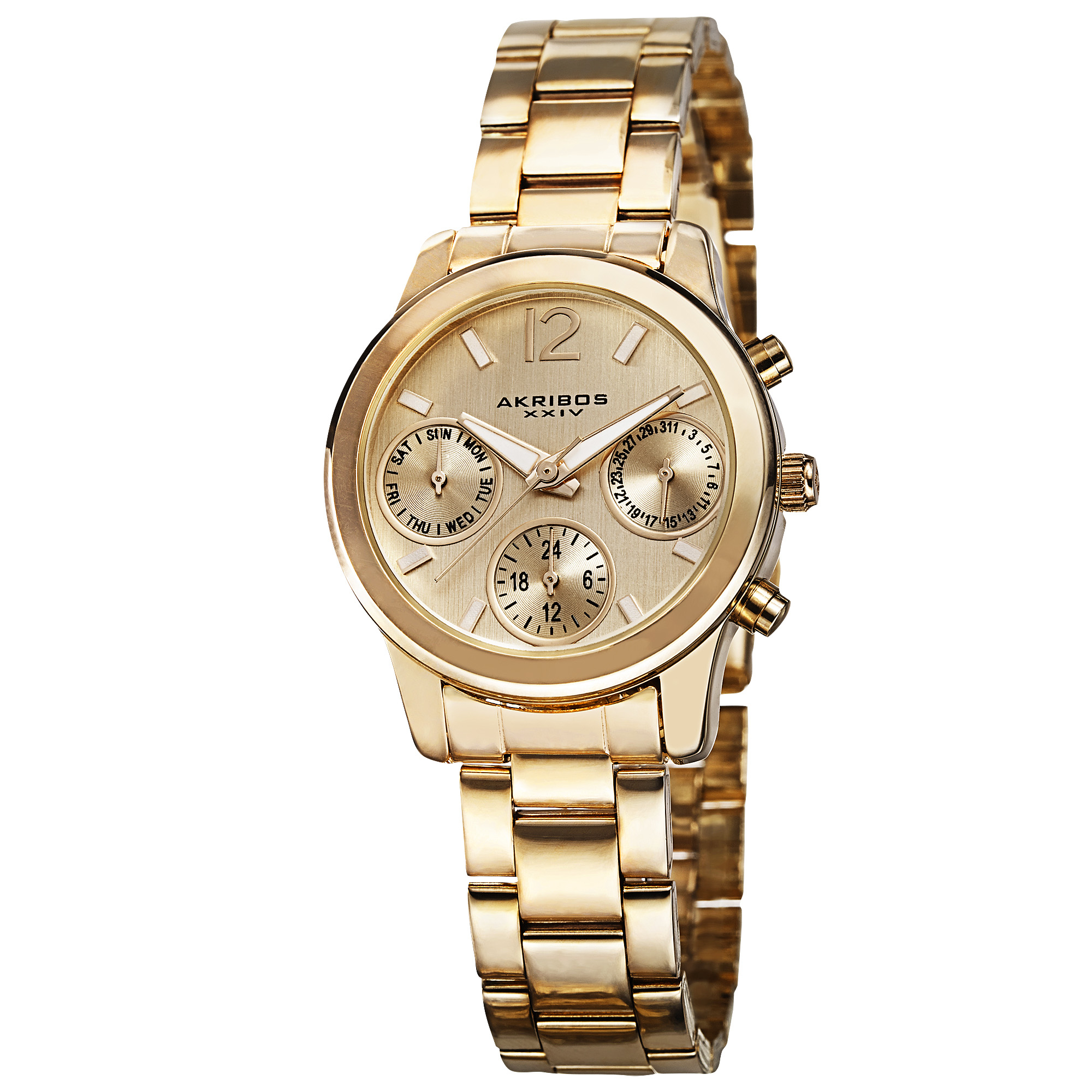 Akribos Xxiv Ultimate Multi-function Gold Dial Ladies Watch Ak709yg In Gold Tone