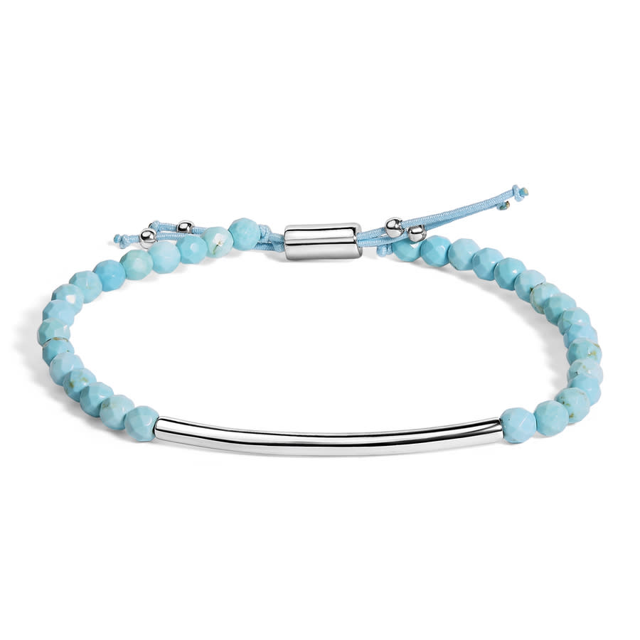 Haus of Brilliance Sterling Silver Turquoise Beads Station Bracelet with Bolo Clasp