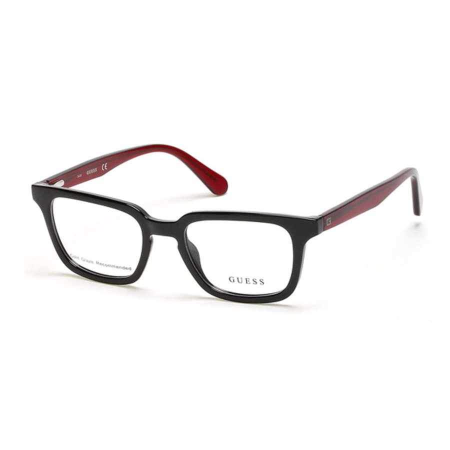 GUESS MENS BLACK RECTANGULAR EYEGLASS FRAMES GU196200552