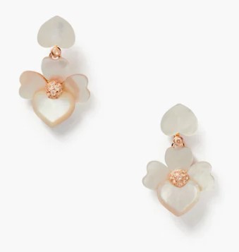 KATE SPADE KATE SPADE CREAM/MULTICOLOR/ROSE GOLD PRECIOUS PANSY DROP EARRINGS