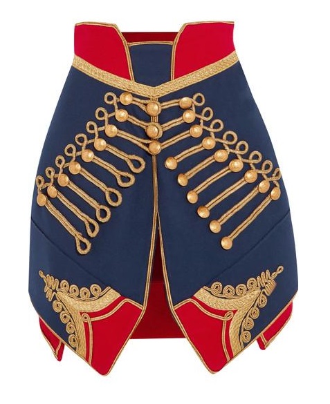 Burberry Ladies Metallic-embroidered Wool-felt Mini Skirt In Blue,gold Tone,red