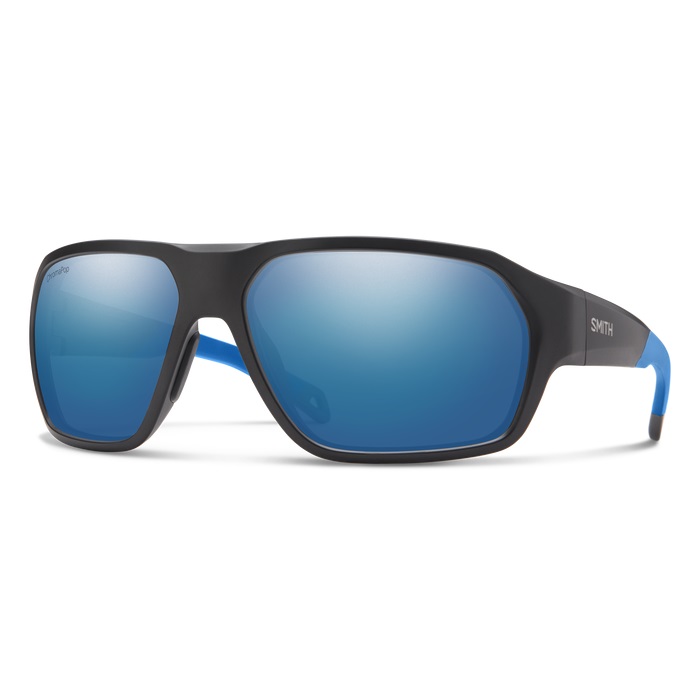 Smith Deckboss Chromapop Polarized Blue Mirror Wrap Mens Sunglasses 204066 0vk/qg 63 In Black,blue