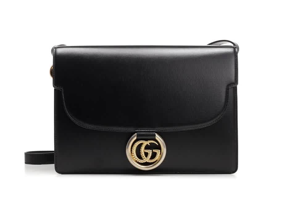 Gucci Logo Plaque Leather Shoulder Bag