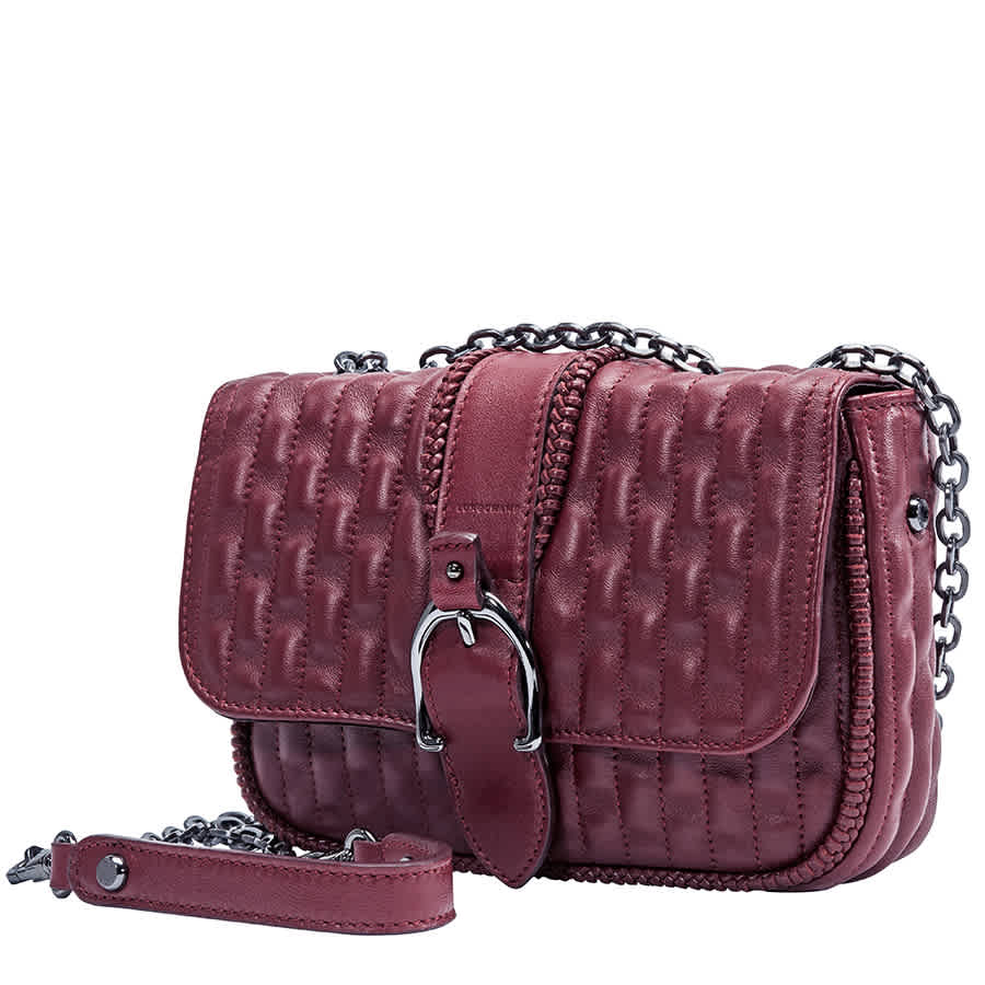 Longchamp Ladies Xs Crossbody Bag- Amazone Burgundy (matel) In Red