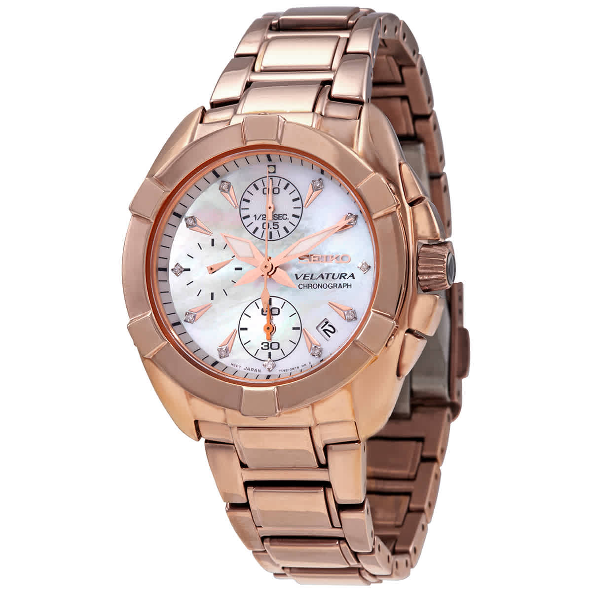 Seiko Ladies Chronograph Quartz Watch Sndx92p1 In Gold Tone / Mother Of Pearl / Rose / Rose Gold Tone