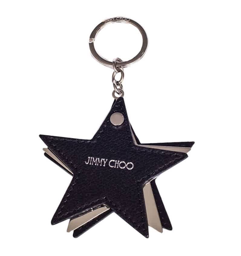 Jimmy Choo Alisa Star Motif Key Chain In Black,silver Tone