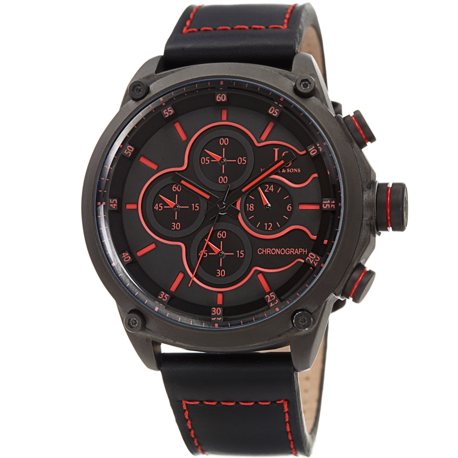 JOSHUA AND SONS CHRONOGRAPH QUARTZ BLACK DIAL MENS WATCH JX133BK